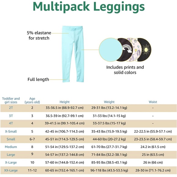 Grey/Green/Pink/Pink-arrows Leggings (4 pack) - Picture 3 of 3